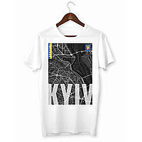 Футболка біла з принтом "Kyiv. Киев. Місто України. Карта з супутника" Push IT