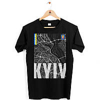 Футболка чорна з принтом "Kyiv. Киев. Місто України. Карта з супутника" Push IT