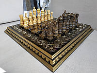 Шахматный набор: шахматы "Elegant Classic" и шахматная доска черно-золотого цвета. Супер глянец.