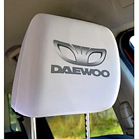 Чехол подголовника с логотипом Daewoo белый (2 шт.)