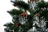 Ялинка штучна Лідія зелена з інеєм і шишками 2 метри на підставці, фото 3