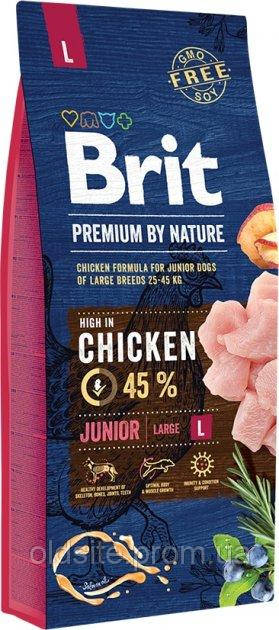 Корм Brit Premium Dog Junior L сухий з куркою для молодих собак великих порід 15 кг
