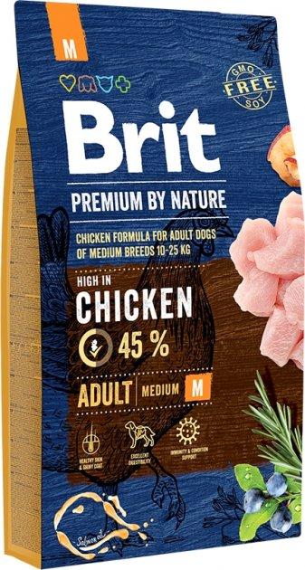 Корм Brit Premium Dog Adult M сухий з куркою для дорослих собак середніх порід 8 кг