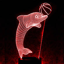Акриловий світильник-нічник Дельфін з м'ячем червоний tty-n000977