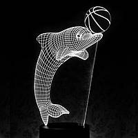 Акриловый светильник-ночник Дельфин с мячом белый tty-n000979