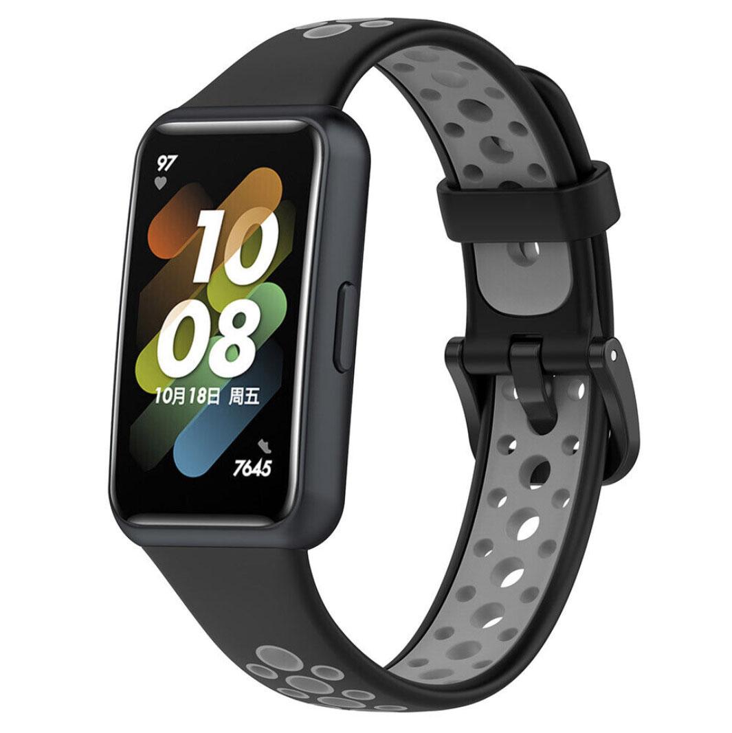 Силіконовий ремінець Primolux Perfor Classic для фітнес браслета Huawei Band 7- Black&Grey, фото 1
