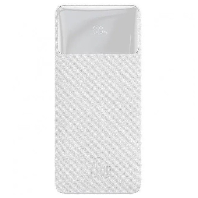 Повербанк УМБ Power Bank BASEUS Bipow PPDML-N02 30000mAh, 2USB, Type-C, PD, QC, 20W, 3A, білий, фото 1