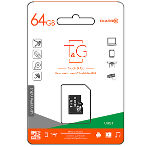 Картка пам'яті microSDHC (UHS-1) 64GB class 10 T&G (без адаптерів), фото 2