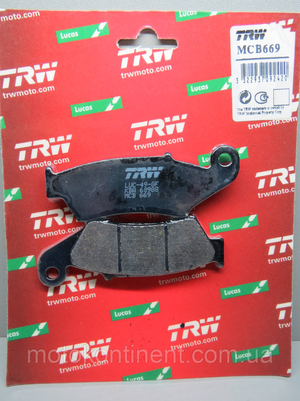 Мото колодки гальмівні TRW LUCAS MCB669 передні для мотоцикла Honda,Kawasaki,Suzuki