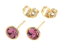 Серьги Xuping Позолота 18K с кристаллами Swarovski пусеты "Розовый Кристалл в Глухой Оправе" ø 5,5мм