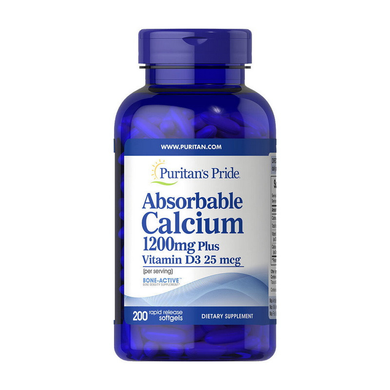 Absorbable Calcium 1200 mg Plus Vitamin D3 25 mcg (200 softgels), фото 1