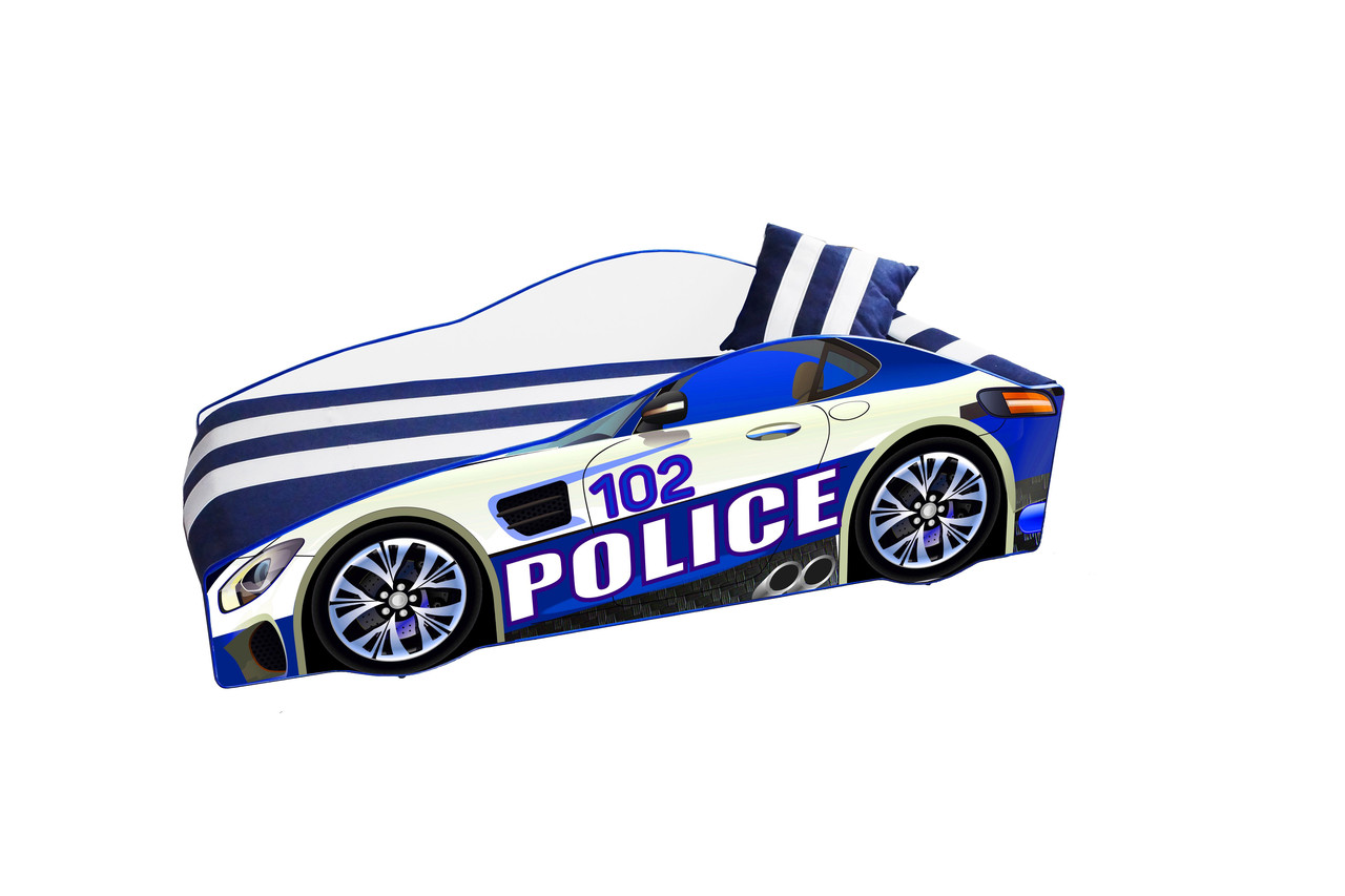 Дитяче ліжко у вигляді авто Police 170*80 см (ЕЛІТ) з матрацом, безкоштовна доставка