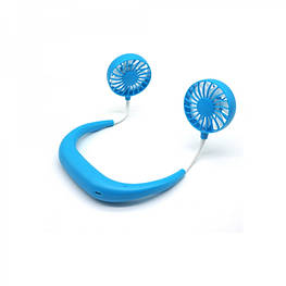Вентилятор на шию портативний з акумулятором (блакитний) — оригінал