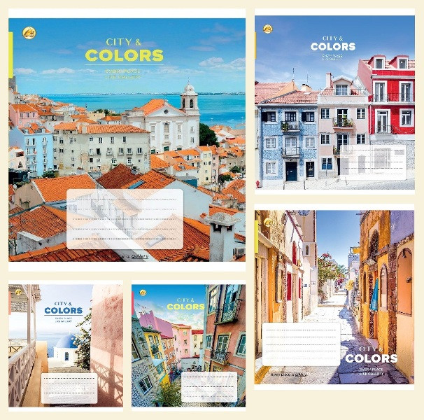 Зошит 24 арк.клітинка Тверда ТЕ21303 Кольорові міста, фото 1