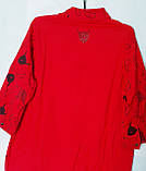 Блузка сорочка жіноча котонова стрейч червона з принтом 50 52, фото 2