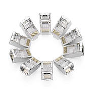 Разъем коннектор UGREEN Cat6 Ethernet RJ45 экранированный обжимной разъем позолоченный 10 шт (NW111)