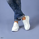 Шкіряні жіночі білі кросівки, фото 7