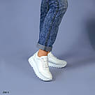 Шкіряні жіночі білі кросівки, фото 6