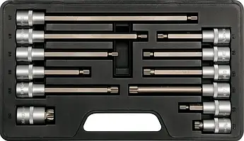 Набір торцевих головок YATO 1/2" З НАСАДКАМИ SPLINE 12 ПРЕДМЕТІВ YT-7753