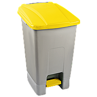 Бак для сміття з педалю Planet 70 л корпус пластик Серий, кришка пластик Зелений (Papatya-TM) корпус пластик Сірій, кришка пластик