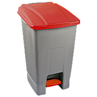 Бак для сміття з педалю Planet 70 л корпус пластик Серий, кришка пластик Зелений (Papatya-TM) корпус пластик Сірійшка пластик