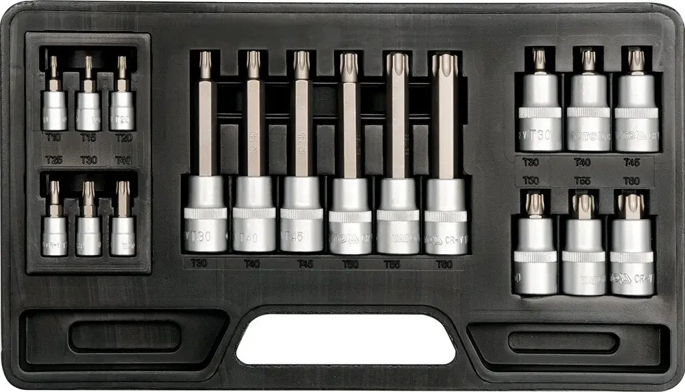 Набір торцевих головок YATO 1/2" І 1/4" З НАСАДКАМИ TORX 18 ПРЕДМЕТІВ YT-7751