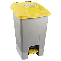 Бак для сміття з педалю Planet 100 л корпус пластик Серий, кришка пластик Червоно-серий (Papatya-TM) корпус пластик Серій кришка