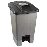 Бак для сміття з педалю Planet 100 л корпус пластик Серий, кришка пластик Червоно-серий (Papatya-TM) корпус пластик Серій кришка