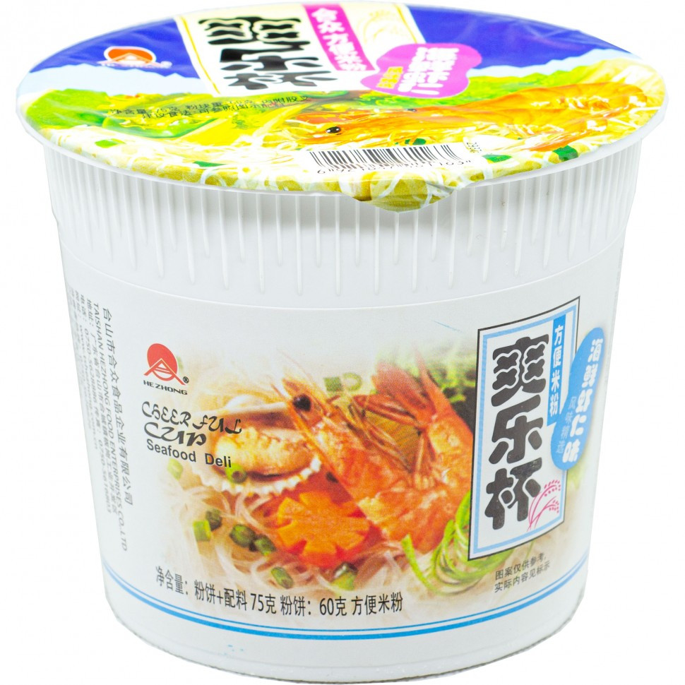 Вермішель рисова HEZHONG зі смаком морепродуктів Китай, 75 г