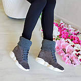 Жіночі снікерси з панчохом-довком на танкетці в натуральній шкірі та замші, фото 4