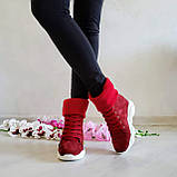 Жіночі снікерси з панчохом-довком на танкетці в натуральній шкірі та замші, фото 2