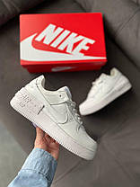 Кросівки жіночі білі Nike Air Force 1 Shadow All White білі Найк Аїр Форс Шедоу шкіряні демісезон, фото 2