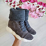 Жіночі снікерси з панчохом-довком на танкетці в натуральній шкірі та замші, фото 8