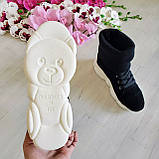 Жіночі снікерси з панчохом-довком на танкетці в натуральній шкірі та замші, фото 10