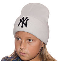 Белая шапка лопата на мальчика девочку Нью Йорк двухслойная