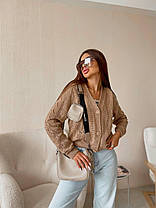 Красива кофта Ajour жіноча з ажурної в'язки на ґудзиках різні кольори Ssof1064, фото 5