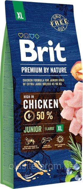Корм Brit Premium Dog Junior XL сухий з куркою для цуценят та молодих собак гігантських порід 15 кг