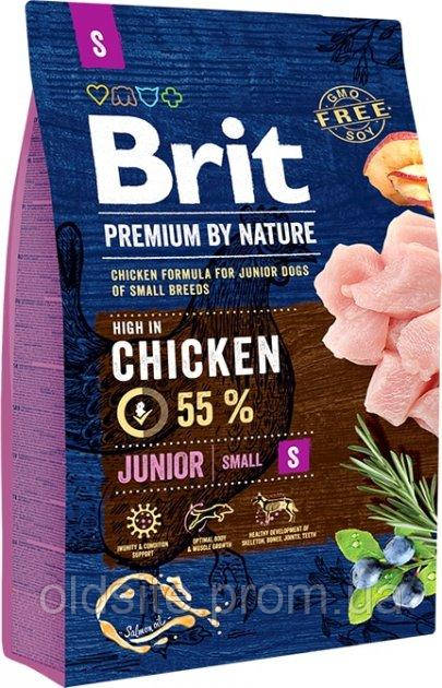 Корм Brit Premium Dog Junior S сухий з куркою для цуценят та молодих собак дрібних порід 3 кг