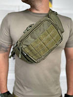 Стильная бананка хаки Поясная сумка тактическая военная армейская сумка на пояс пиксельная (DB-11934)