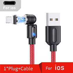 Магнітний кабель Apple Lightning для заряджання 360°+180° Червоний 1метр, 2.1A