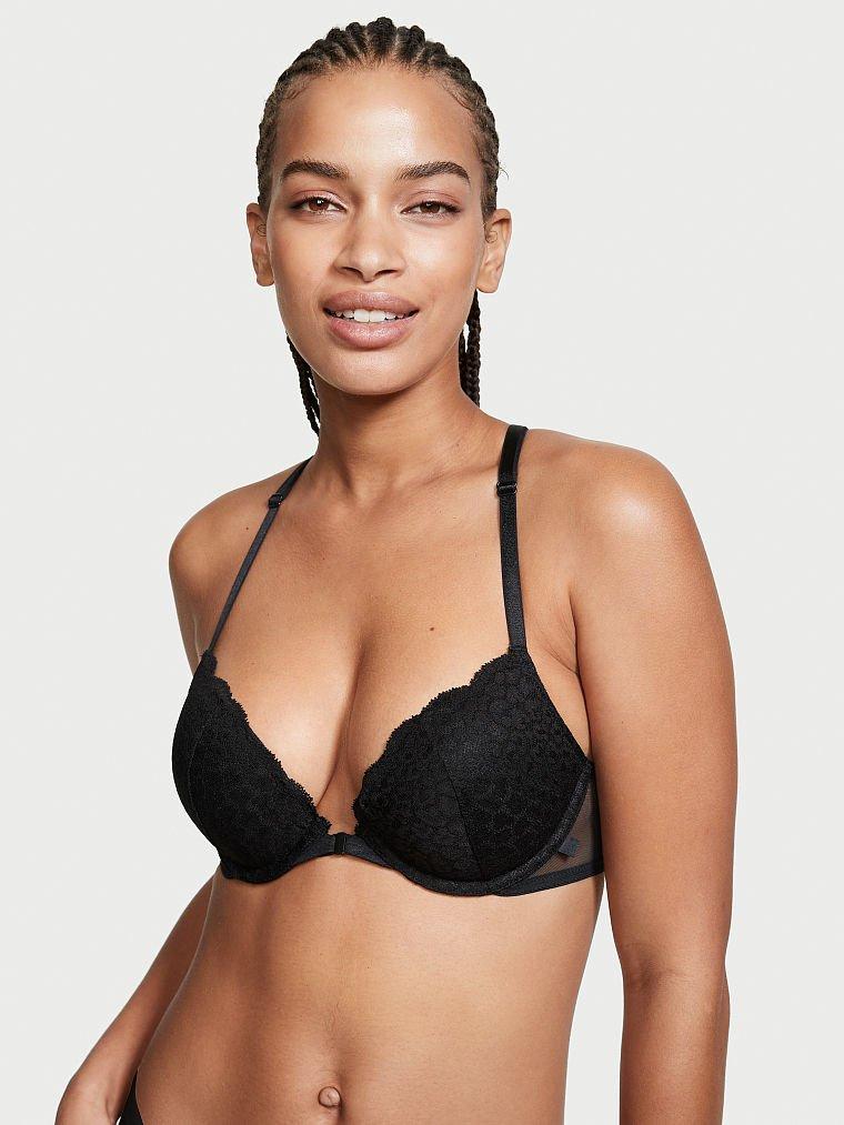 Мереживний бюстгальтер push up Victoria's Secret чорний ліф пушап, фото 1