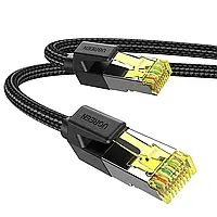 Интернет кабель Ugreen Ethernet RJ45 Cat 7 High Speed Braided Internet Cord сетевой шнур 10 м Black (NW150)