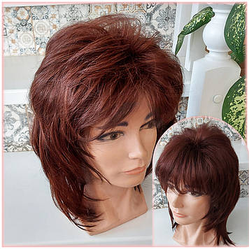 Перука каскад пишний із термоволокна яскраво-каштановий 1421G-33А