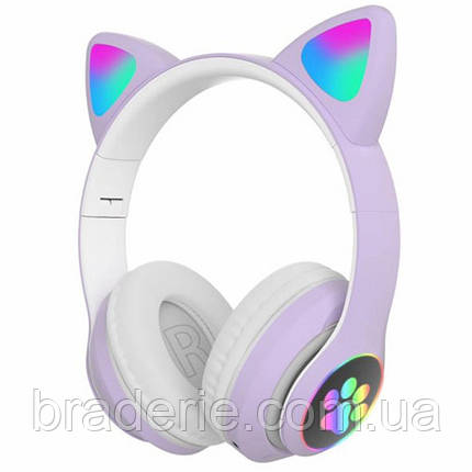 Наушники бездротові CAT STN-28 складані з bluetooth і підтримкою microSD пурпурові, фото 1