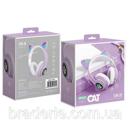 Наушники бездротові CAT STN-28 складані з bluetooth і підтримкою microSD пурпурові, фото 3