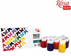 Набір акрилових фарб Rosa Talent для декорування Матовий 18 кольорів по 20 мл