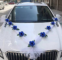 Прикрашання весільної машини, стрічка з трояндами, червоного кольору