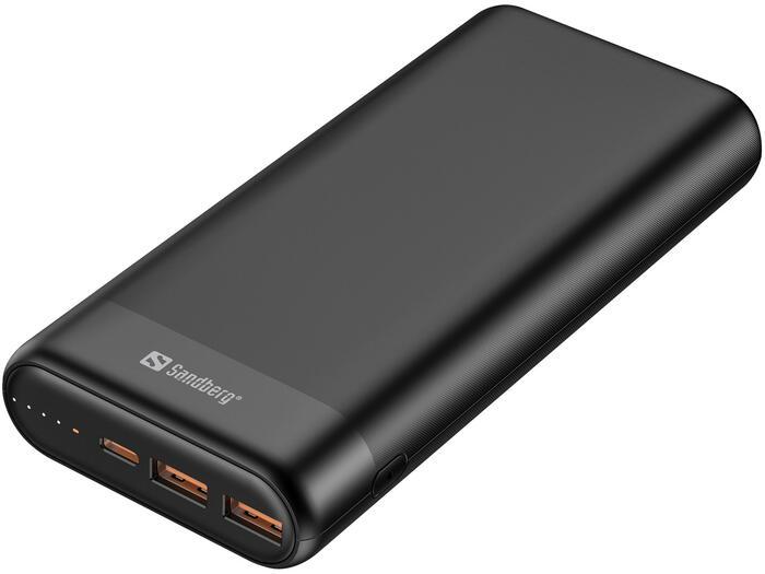 Портативний акумулятор павербанк Sandberg Powerbank 20000 PD65W+2xQC3.0 Black (420-62)