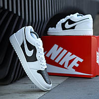 Мужские кроссовки Nike Air Jordan 1 Low Panda (белые с чёрным) модные низкие демисезонные кеды 2024 топ