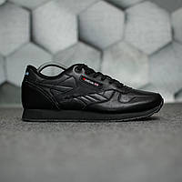 Мужские кроссовки Reebok Classic (чёрные) повседневные классические низкие кроссы 1792 топ 45